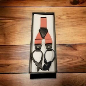MEN'S FERRECCI SOLID CORAL BUTTON END SUSPENDERS.
